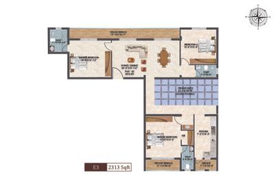 Image of 1341 Sq.ft 3 BHK Apartment / Flat for sale in Traventure Nexus, Saligramam, Chennai for Rs. 16200000
