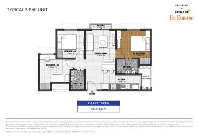 Image of 1043 Sq.ft 3 BHK Apartment / Flat for sale in Feldspar At Brigade El Dorado, Gummanahalli, Bengaluru for Rs. 9300000
