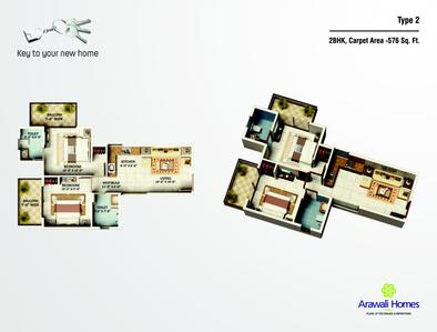 Image of 800 Sq.ft 3 BHK Apartment / Flat for sale in GLS Arawali Homes, Sector 4, Sohna for Rs. 6200000