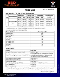 Image of 645 Sq.ft 1 BHK Studio for sale in Viraj BBD Times Square, Gomti Nagar, Lucknow for Rs. 6500000