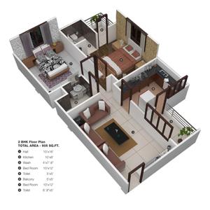 Image of 905 Sq.ft 2 BHK Apartment / Flat for sale in Satyamitra Rajlaxmi Nature, RRCAT, Indore for Rs. 2950000