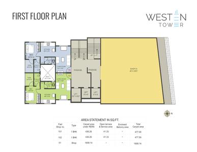 Image of 1000 Sq.ft 2 BHK Apartment / Flat for sale in Lanke Westen Tower, Wakad, Pune for Rs. 8500000