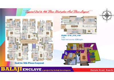 Image of 1300 Sq.ft 3 BHK Apartment / Flat for sale in Balaji Enclave, Bariatu, Ranchi for Rs. 6500000