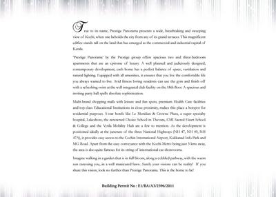 Image of 1740 Sq.ft 3 BHK Apartment / Flat for sale in Prestige Panorama, Maradu, Kochi for Rs. 18500000