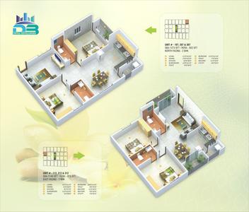 Image of 1210 Sq.ft 2 BHK Apartment / Flat for sale in DB Lakven Gardenia, K R Puram, Bengaluru for Rs. 9700000