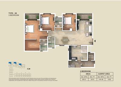 Image of 2450 Sq.ft 3 BHK Apartment / Flat for sale in Adarsh Palm Retreat Lake Front, Kaikondrahalli, Bengaluru for Rs. 38500000