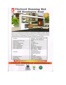 Image of 1437 Sq.ft 3 BHK Apartment / Flat for sale in Chartered Humming Bird, Bangalore City Municipal Corporation Layout, Bengaluru for Rs. 13300000