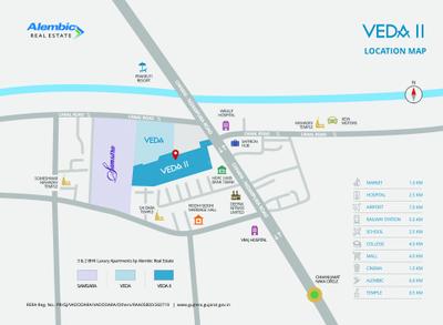 Image of 900 Sq.ft 2 BHK Apartment / Flat for sale in Alembic Veda II, Chhani Jakat Naka, Vadodara for Rs. 6000000