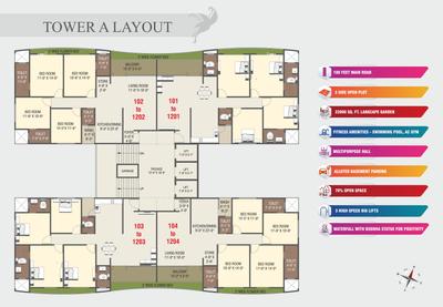 Image of 2300 Sq.ft 4 BHK Apartment / Flat for sale in Empire Flora, Vemali, Vadodara for Rs. 8200000