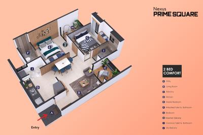 Image of 630 Sq.ft 2 BHK Apartment / Flat for sale in Nexus Prime Square, Moshi, Pune for Rs. 5500000