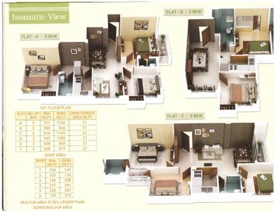 Image of 1200 Sq.ft 3 BHK Apartment / Flat for sale in Lim Residency, Entally, Kolkata for Rs. 11500000