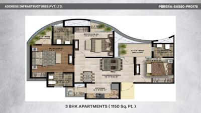 Image of 1150 Sq.ft 3 BHK Apartment / Flat for sale in The Address, Mullanpur Garibdass, Chandigarh for Rs. 7500000