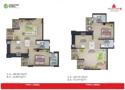 Image of 670 Sq.ft 2 BHK Apartment / Flat for sale in Signature Global The Millennia 2, Sector 37C, Gurgaon for Rs. 6950000