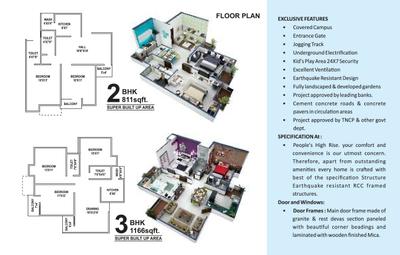 Image of 1450 Sq.ft 4 BHK Apartment / Flat for sale in PGH Peoples High Rise, Ayodhya Bypass, Bhopal for Rs. 5100000