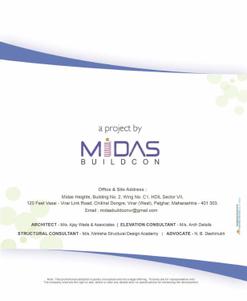 Image of 1000 Sq.ft 3 BHK Apartment / Flat for sale in Midas Heights, Virar West, Virar for Rs. 6395000