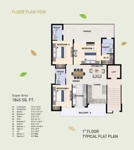 Image of 1650 Sq.ft 4 BHK Apartment / Flat for sale in Bliss Orra, Gazipur, Zirakpur for Rs. 13499999