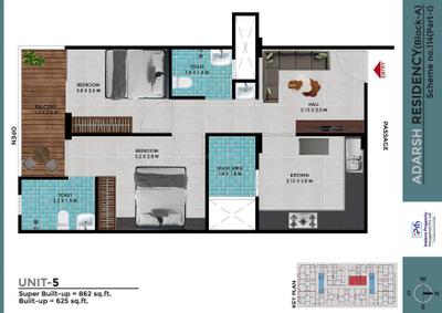 Image of 969 Sq.ft 2 BHK Apartment / Flat for sale in Indore Adarsh Residency, Vijay Nagar, Indore for Rs. 2000000