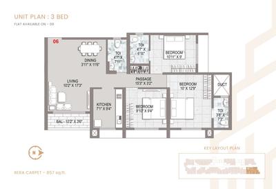 Image of 865 Sq.ft 3 BHK Apartment / Flat for sale in Southfield Datta Ashoka, Thane West, Thane for Rs. 16283000