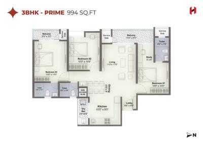 Image of 1013 Sq.ft 2 BHK Apartment / Flat for sale in Sentosa Harico Divaam, Kiwale, Pune for Rs. 6200000