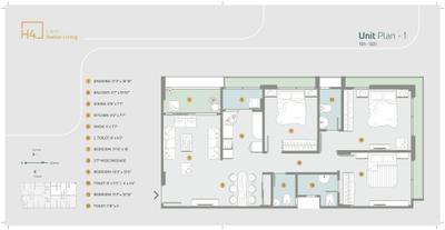 Image of 1077 Sq.ft 3 BHK Apartment / Flat for sale in H4, University Area, Ahmedabad for Rs. 14000000