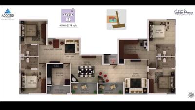 Image of 1223 Sq.ft 2 BHK Apartment / Flat for sale in Accord Scholar Avenue, Kalamassery, Kochi for Rs. 8800000
