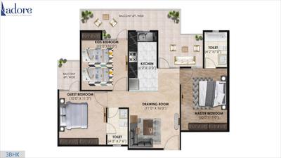 Image of 1200 Sq.ft 3 BHK Apartment / Flat for sale in Adore Prosperity Homes, Sector 86, Faridabad for Rs. 6000000