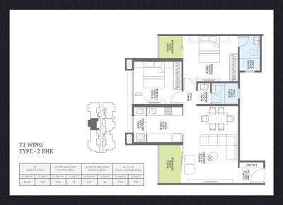 Image of 1190 Sq.ft 2 BHK Apartment / Flat for sale in Pharande L Axis Phase III Cluster B, Spine Road, Pune for Rs. 9400000