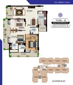 Image of 1600 Sq.ft 3 BHK Apartment / Flat for sale in The Solitaire Crown, Majra, Dehradun for Rs. 12500000