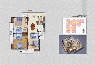 Image of 1350 Sq.ft 3 BHK Apartment / Flat for sale in VHP The Landmark Gold, Danapur, Patna for Rs. 13000000