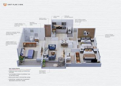 Image of 1250 Sq.ft 3 BHK Apartment / Flat for sale in Purnam, Hinjawadi Phase 2, Pune for Rs. 9000000