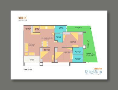 Image of 1926 Sq.ft 3 BHK Apartment / Flat for sale in Akshar Sahjanand Skyline, Vavol, Gandhinagar for Rs. 6500000