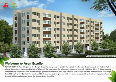 Image of 780 Sq.ft 2 BHK Builder Floor for sale in Arun Four Greens II, Oragadam Sriperambattur, Chennai for Rs. 3900000