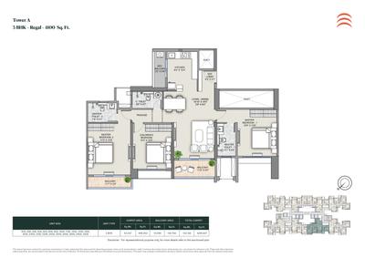 Image of 1570 Sq.ft 3 BHK Apartment / Flat for sale in Supreme Rivana Ph I, Punawale, Pune for Rs. 14900000