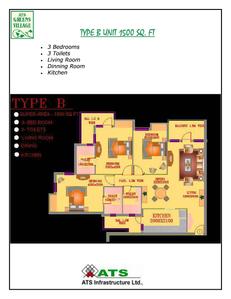 Image of 1400 Sq.ft 3 BHK Apartment / Flat for sale in ATS Greens Village, Sector 93A, Noida for Rs. 39800000