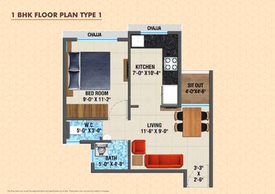 Image of 632 Sq.ft 1 BHK Apartment / Flat for sale in Arihant Amisha Phase III, Taloja, Navi Mumbai for Rs. 2800000