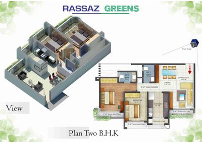 Image of 850 Sq.ft 2 BHK Apartment / Flat for sale in Rassaz Greens Tower C D And E, Mira Road East, Mira Bhayandar for Rs. 12000000
