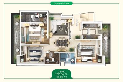 Image of 1800 Sq.ft 3 BHK Builder Floor for sale in Motia Harmony Greens, Sanauli, Zirakpur for Rs. 11000000