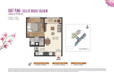 Image of 1185 Sq.ft 2 BHK Apartment / Flat for sale in Brigade Valencia, Dommasandra, Bengaluru for Rs. 12600000