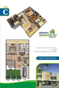 Image of 1465 Sq.ft 3 BHK Duplex for sale in Amrapali Vananchal City, Fauji Nagar, Bhilai for Rs. 6500000