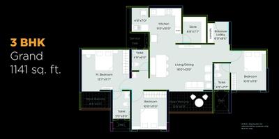Image of 1050 Sq.ft 2 BHK Apartment / Flat for sale in Legacy Kairos A And B Building, Rahatani, Pune for Rs. 11500000