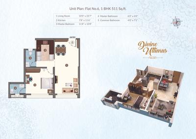 Image of 550 Sq.ft 1 BHK Apartment / Flat for sale in Divine Ultimus, Ghatkopar East, Mumbai for Rs. 11000000