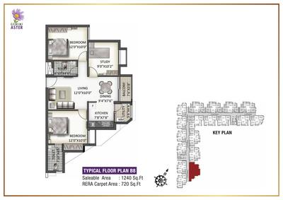 Image of 1250 Sq.ft 2 BHK Apartment / Flat for sale in Arboretum Gemini Aster, Mambakkam, Chennai for Rs. 5750000