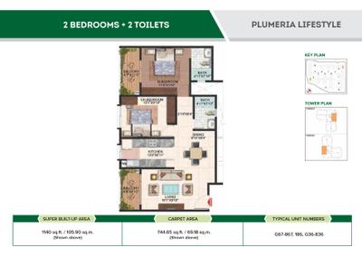 Image of 950 Sq.ft 2 BHK Apartment / Flat for sale in Brigade Meadows Plumeria Lifestyle, Kaggalipura, Bengaluru for Rs. 8500000