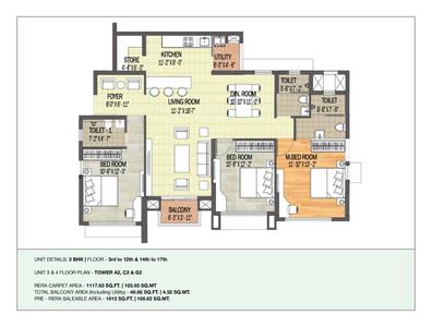 Image of 2280 Sq.ft 3 BHK Apartment / Flat for sale in Adani The Meadows, Shantigram, Ahmedabad for Rs. 17000000