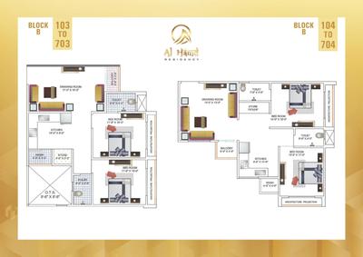 Image of 1242 Sq.ft 2 BHK Apartment / Flat for sale in Highrise Landmark Al Hamd Residency, Sarkhej, Ahmedabad for Rs. 8000000