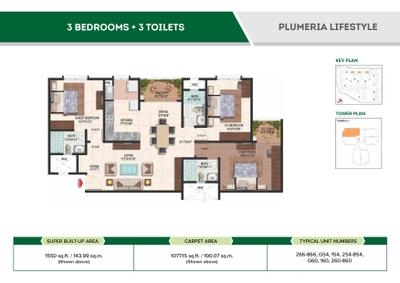 Image of 950 Sq.ft 2 BHK Apartment / Flat for sale in Brigade Meadows Plumeria Lifestyle, Kaggalipura, Bengaluru for Rs. 8500000