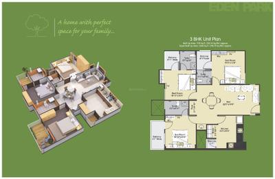 Image of 1150 Sq.ft 3 BHK Apartment / Flat for sale in Raksha Eden Park, Hoshangabad Road, Bhopal for Rs. 5000000