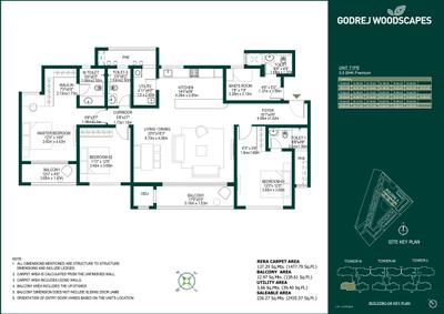 Image of 1907 Sq.ft 3.5 BHK Apartment / Flat for sale in Godrej Woodscapes, Konadasapura, Bengaluru for Rs. 25500000