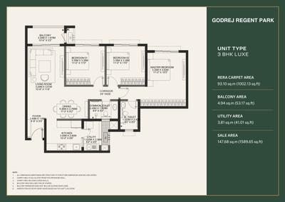 Image of 1246 Sq.ft 2 BHK Apartment / Flat for sale in Godrej Regent Park, Kadagrahara, Bengaluru for Rs. 12400000