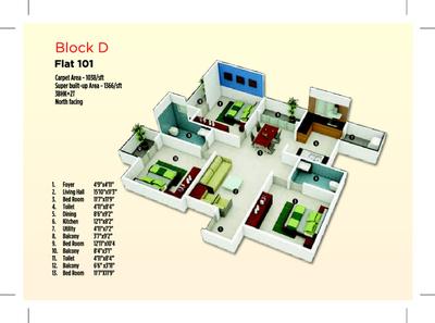 Image of 1250 Sq.ft 3 BHK Apartment / Flat for sale in MJ Lifestyle Astro by MJ Infrastructure, Chikkanagamangala, Bengaluru for Rs. 9500000
